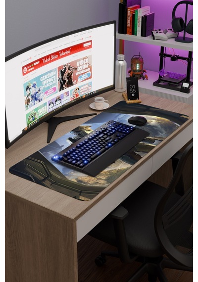 Halo Kaymaz Dikişli Kauçuk Oyuncu Mousepad V3 - 90x40 Xxl Gaming Mouse Pad Fare Altlığı