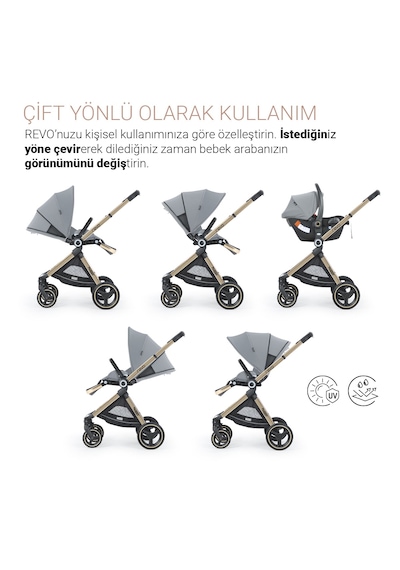 Huggy Revo 5 İn 1 Travel Sistem Bebek Arabası Latte