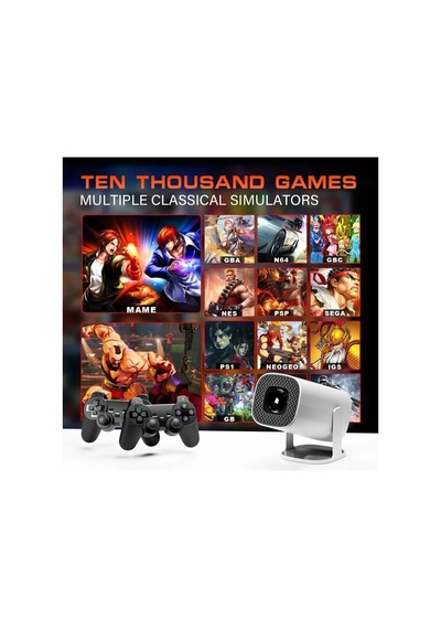 P30 Max Projektör 4k Hd 1080p Bluetooth Android 2 Kol Dahili 3000 Oyun Retro Atari