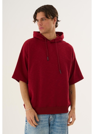 Alexander Gardi Cropped Kapüşonlu Kısa Kollu Sweatshirt Bordo