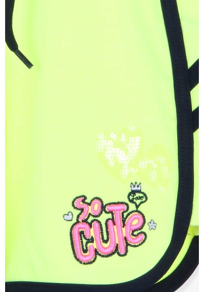 Breeze Kız Çocuk Şort Pullu Kalpli 3-7 Yaş, Neon Yeşil Çok Renkli