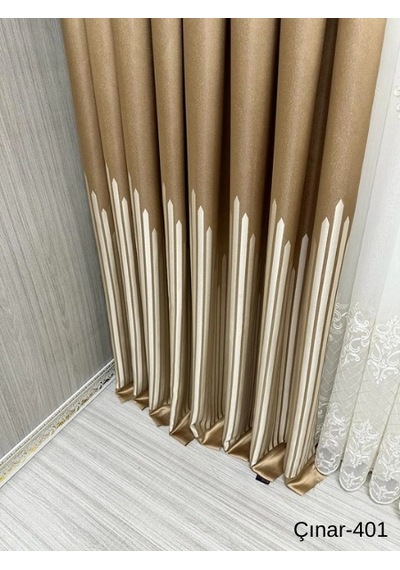 Nivemeshome Çınar Altın 401 1/3 Sık Pileli Fon Perde Apm Gold