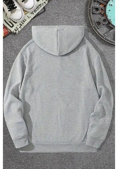 Uyguntarz Paris Baskılı Pamuklu Oversize Sweatshirt Gri