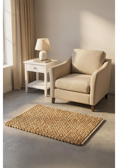 Digithome Jüt Hasır Dikdörtgen Oturma Odası Yatak Odası Natural Halı 120x80 Cm Kahverengi