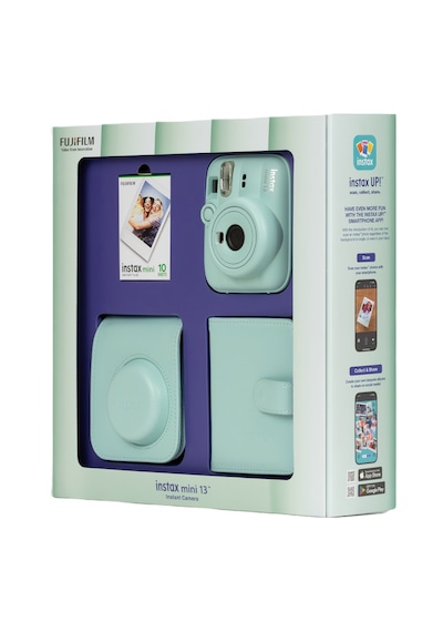 Instax Mini 13 Yeşil Fotoğraf Makinesi 10'lu Film Kare Albüm Ve Deri Kılıf Bundle Box