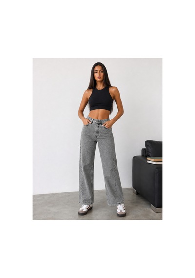 Bluemarlin Kar Siyah Tam Kalıp Yan Parçalı Jeans Baggy Denim/kot Pantolon Karsiyah