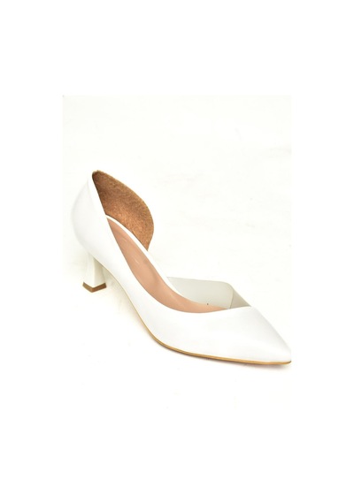 Fox Shoes U676035309 Beyaz Kalın Topuklu Kadın Ayakkabı Beyaz-suni Deri Çok Renkli