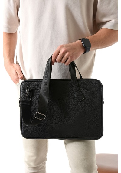 Westpolo Vegan Deri Unisex Laptop, Evrak Çantası - 6078 Siyah