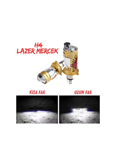 H4 Lazer Mercekli Far Ampülü Otomobil Araç Motosiklet Uyumlu Şimşek Etkili 12v 24v Uyumlu 40w Sağ Sol