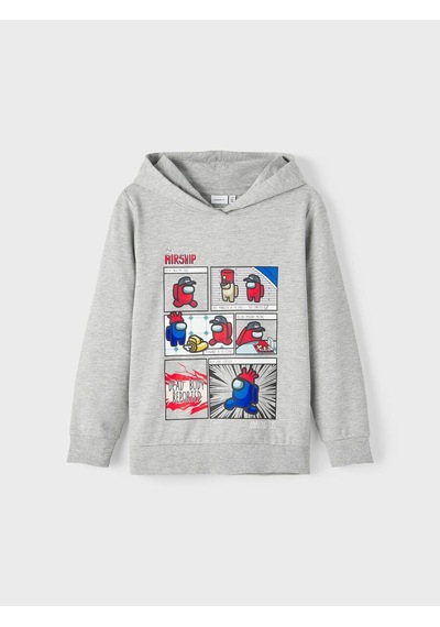 Name It Among Us Baskılı Kapüşonlu Sweatshirt-erkek Çocuk-günlük Gri