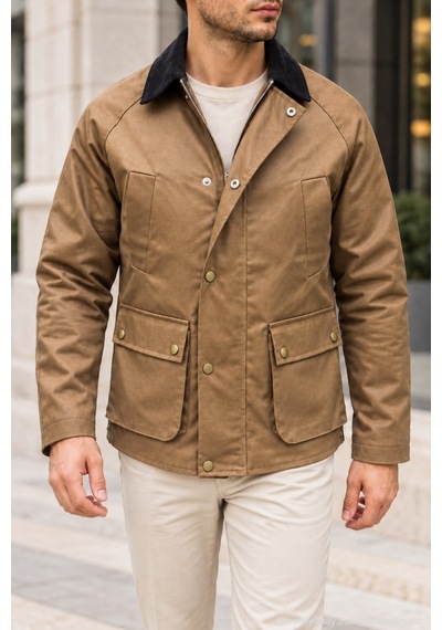 Polo State Kadife Yakalı Çıtçıt Ve Fermuar Kapamalı 4 Cepli Erkek Ceket - Camel Polo State Kadife Yakalı Çıtçıt Ve Fermuar Kapamalı 4 Cepli Erkek Ceket - Camel
