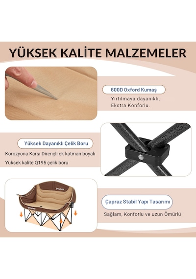 Kingcamp Loveseat Double Çift Kişilik Katlanır Kamp Sandalyesi Coffee Kahve