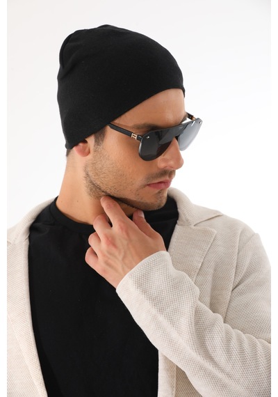 Ritagarcia Unisex Etiket Detaylı Pamuklu Penye Bere Kışlık Mevsimlik Beanie Bere Siyah