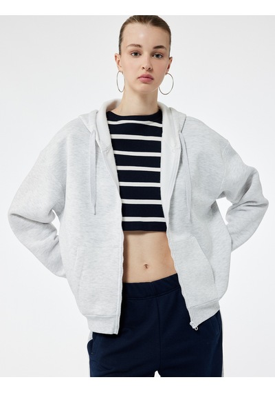 Koton Şardonlu Uzun Kollu Kapüşonlu Kanguru Cepli Oversize Fermuarlı Sweatshirt Kar Melanj 6wal10130ık Gri Melanj Koton Şardonlu Uzun Kollu Kapüşonlu Kanguru Cepli Oversize Fermuarlı Sweatshirt Kar Melanj 6wal10130ık Gri Melanj