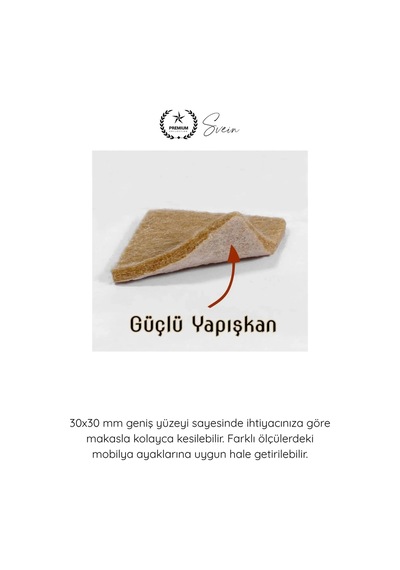 Keçe 30x30 Mm Yapışkanlı Kare Keçe Mobilya Altı Zemin Koruyucu Kahverengi Çizilme Önleyici Gürültü