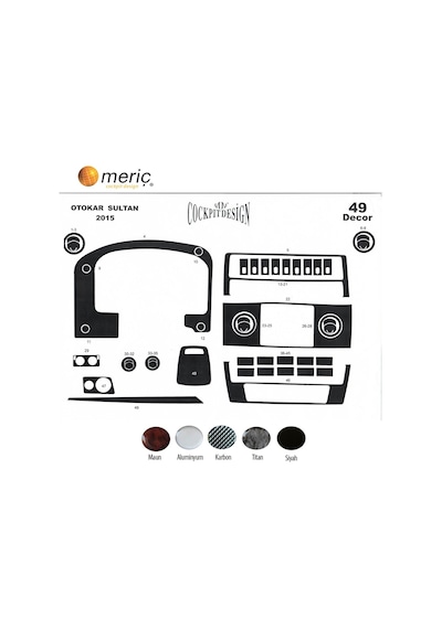 Meriç® Otokar Sultan Ön Torpido Kaplama Full Set 49 Parça 2015-› (530158411)