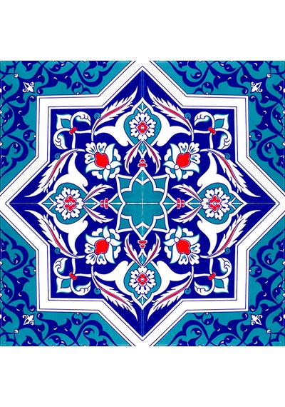 Armada Çini 20x20 Cm Ac 49 Türkmen Yıldız Desenli Kütahya Çini Ka