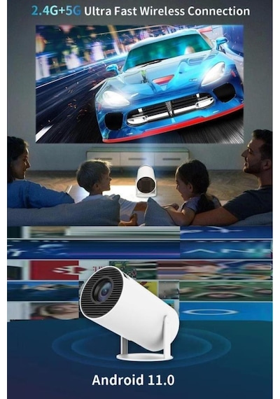 Idragon Hy300 Pro4k Taşınabilir Sinema Projektörü Ev Sineması Bluetooth Android 11 Akıllı Projeksiyon Wifi Beyaz