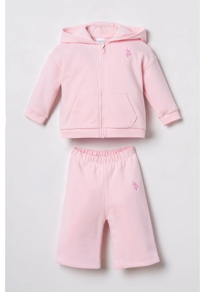 U.S. Polo Assn. Nakışlı Kız Bebek Pembe Uzun Kol Pijama Takım Usb3246-c-v2 Usb3246-c-v2