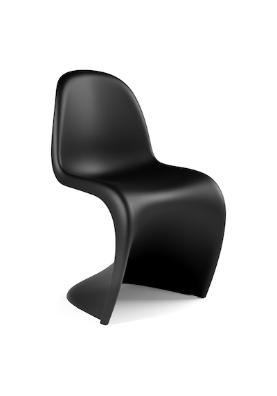 Vitra Panton Sandalye, Verner Panton Tasarımı, Modern Tek Parça Plastik Sandalye Siyah
