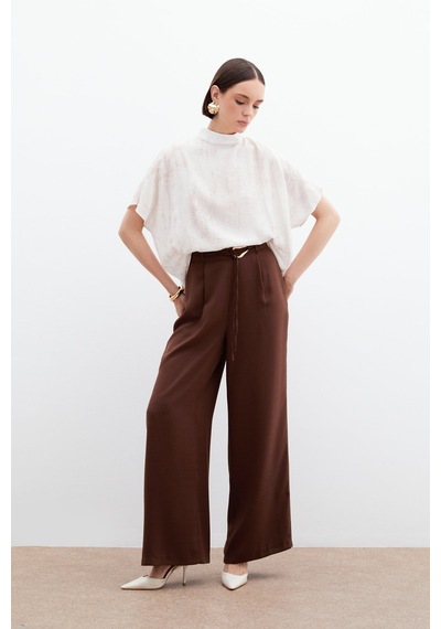 Sateen Desenli Salaş Bluz - Taş-136033 Taş