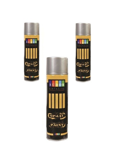 Gri Sprey Boya 200 Ml Gümüş Yaldız 3 Adet Gümüş Rengi-gri