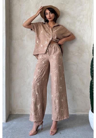 Verymoda Nakışlı Pantolon F1900 Açık Kahve Dsn2