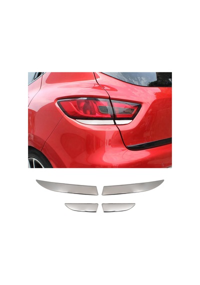 Renault Clio 4 Uyumlu 2012-2018 Krom Arka Stop Alt Çıtası 4 Parça Paslanmaz  Çelik