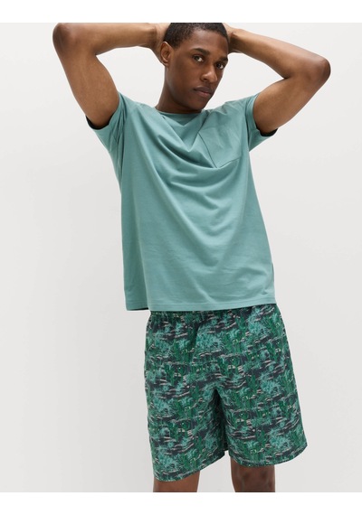 Marks & Spencer Desenli Pijama Takımı T07000100 Mavi