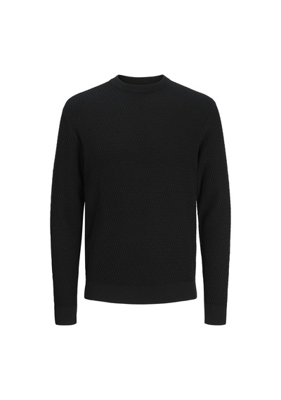 Jack & Jones Jack Jones Erkek Desenli Örgü Kazak 12283381 Siyah
