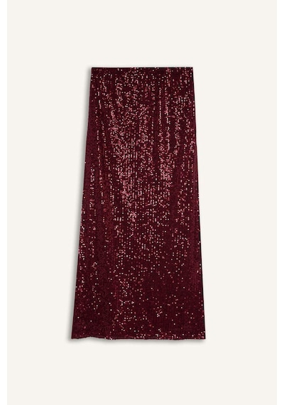 DeFacto A Kesim Normal Bel Payetli Kumaş Maxi Etek E2440AX24WNBR468 Bordo