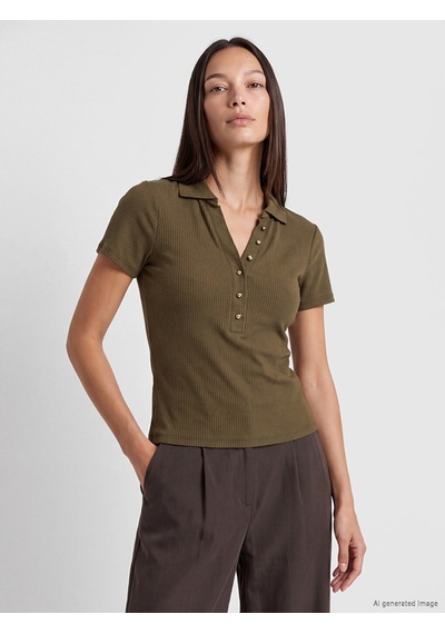 Lcw Everyday Haki Polo Yaka Kadın Body