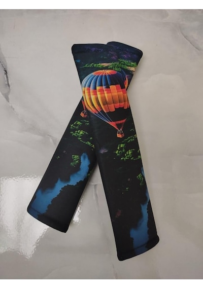 Emniyet Kemeri Pedi, Süngerli Yumuşak Dokulu, 26 X 6 Cm, Sıcak Hava Balonu Dijital Baskılı,cırtlı Tasarım, 2 Adet