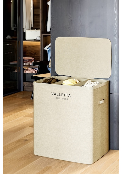 Paloma 120l Üç Yıkanabilir Bölmeli Katlanabilir Kumaş Kirli Çamaşır Sepeti Cappuccino Beige Xl