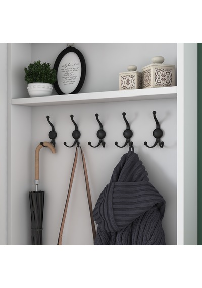 Rani Ea151 Modern Portmanto Raflı Askılı Ayakkabılık Vestiyer Beyaz