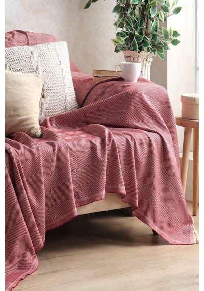 Miracolo Home Bordo Pamuklu Dekoratif Koltuk Örtüsü Set 170x230 Boyutlu Optimal Kaymaz Tasarım 2 Adet