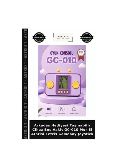 Arkadaş Hediyesi Taşınabilir Cihaz Boş Vakit Gc-010 Mor El Atarisi Tetris Gameboy Joystick