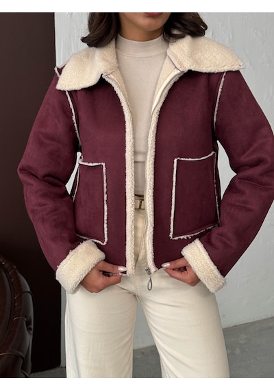 Verymoda Süet Peluş Mont F1856 Bordo