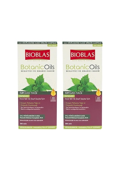 Bioblas Botanic Oils Şampuan Isırgan Yağı İnce Telli &amp Zayıf Saçlar İçin Şampuan 360 Ml X 2 Adet Diğer