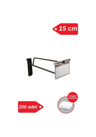 Etiketli Tel Pano Kancası 15 Cm Siyah Mağaza Raf Askı Kancası 200 Adet