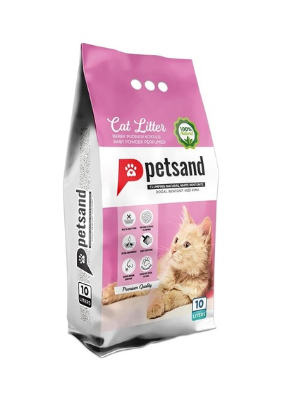 Petsand Bebek Pudralı Kokulu Topaklaşan Bentonit Kedi Kumu 10 L