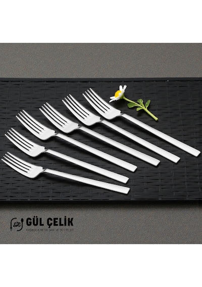Yemek Çatalı 12 'li Düz Sade Model 18/0 Kalite Paslanmaz Çelik