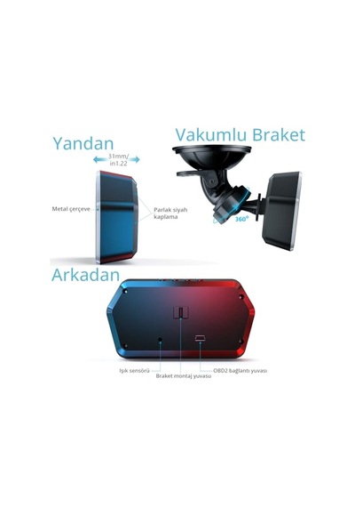 Obd + Obd 2 + Gps Çift Modlu Araç Hud Lcd Ekranlı Akıllı Gösterge Ve Arıza Tespit Cihazı Oto Kokusu