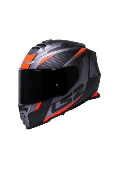 Şeffaf + Siyah Vizörlü + Ls2 Storm 2 Racer Kapalı Motosiklet Kaskı Mat Titanyum - Turuncu