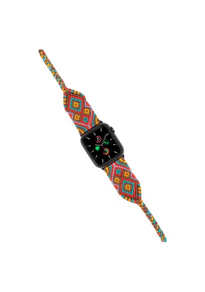 Hippi Etnich Siyah Örgü Apple Uyumlu Watch  Kordonu 42-44-45-49 Mm