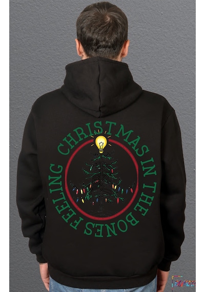 Bumeta Feeling Chiristmas İn The Bones Sweatshirt Unisex Kapüşonlu Hoodie Siyah