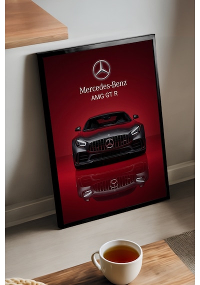 Mercedes-benz Amg Gt R Ahşap Çerçeveli Poster, Dekoratif Araba Duvar Tablosu