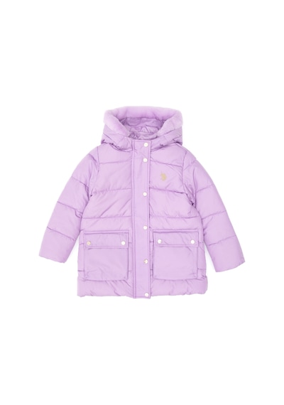 U.S. Polo Assn. Kız Çocuk Lila Kapüşonlu Şişme Mont 50313156-VR034