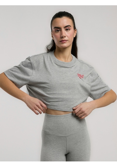 Everlast Ever Essentials Comfort Gri Melanj Kadın Crop Tişört Gri Melanj