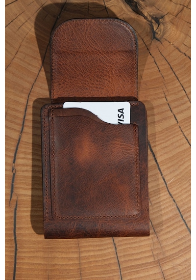 Lenax Leather Mono Hakiki Deri Erkek Cüzdan Gerçek Deri Kartlık Ve Bozuk Para Bölmeli Taba